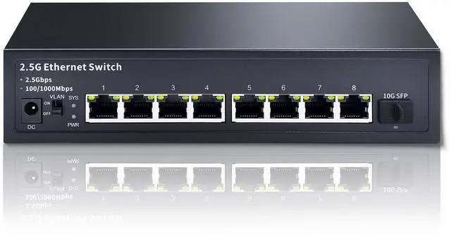Alt view image 5 of 8 - 8-Port 2.5G Ethernet Switch with 10G SFP | Plug-and-Play Unmanaged Network Switch | 60Gbps Switching Capacity | Compatible with Gigabit/2.5Gb Multi-Gig for NAS, PC, Gaming & Home Office
