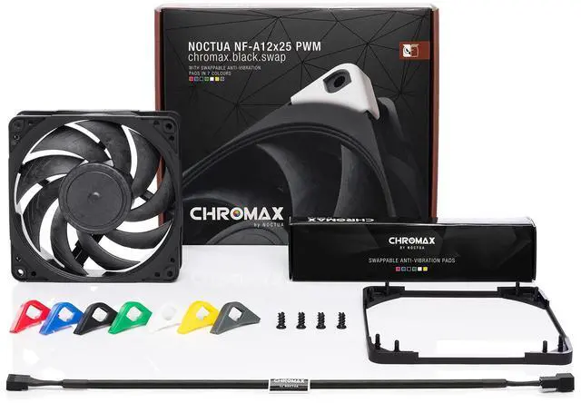 Alt view image 10 of 14 - NF-A12x25 PWM chromax.Black.swap, Premium Quiet Fan, 4-Pin (120mm, Black)
