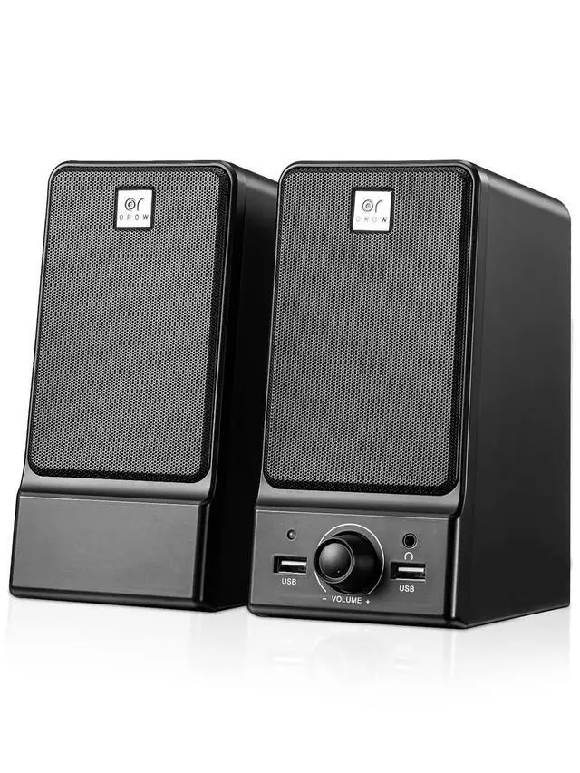Alt view image 8 of 14 - USB Computer Speakers,Hi-Fi Stereo PC Speakers,16W Desktop Speaker,Built-in DSP Sound Chip, Deep Bass&Pure Vocal,Laptop Speakers with Headphone Jack(S203)