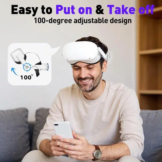 Alt view image 10 of 12 - RGB Head Strap for Oculus/Meta Quest 2 Head Strap with Battery 10000mAh Pack for Extended 8 Hrs of Playtime, Fast Charging VR Power, Adjustable Elite Strap Enhanced Support and Balance in VR