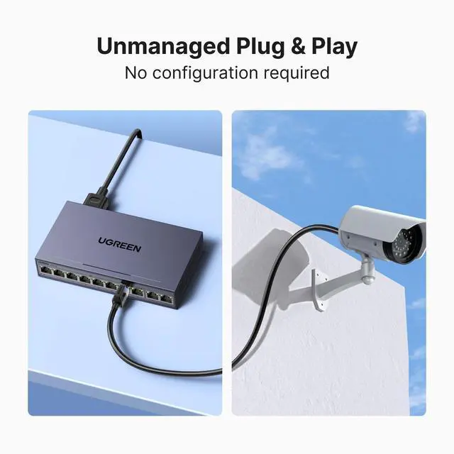 Alt view image 11 of 14 - Ethernet Switch, 10-Port PoE Switch, 8 PoE+@60W + 2 Gigabit Uplink, Plug & Play, Standard/Port Isolation(VLAN)/Extend Mode, PoE Auto Recovery, Metal Unmanaged Network Hub for Security Camera