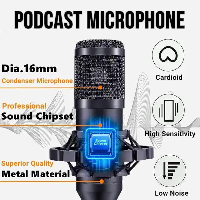 Alt view image 9 of 14 - Podcast Equipment Bundle, BM800 Podcast Microphone Bundle with V8s Voice Changer, Condenser Microphone Recording Studio Package for Podcasting Live Streaming Singing PC Mobile TikTok YouTube