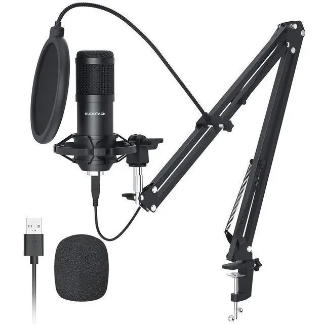 Alt view image 8 of 14 - USB Condenser Podcast Microphone for PC: Studio Microphone Kit with 192KHz/24bit Professional Sound Chipset Cardioid for Recording, Streaming, Gaming, Voice-Over, YouTube, Twitch (ST-800)