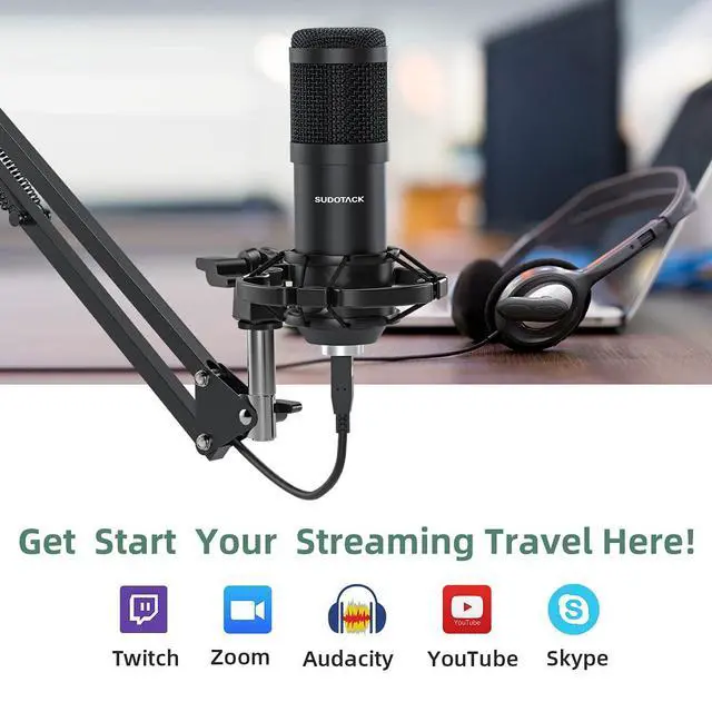 Alt view image 13 of 14 - USB Condenser Podcast Microphone for PC: Studio Microphone Kit with 192KHz/24bit Professional Sound Chipset Cardioid for Recording, Streaming, Gaming, Voice-Over, YouTube, Twitch (ST-800)