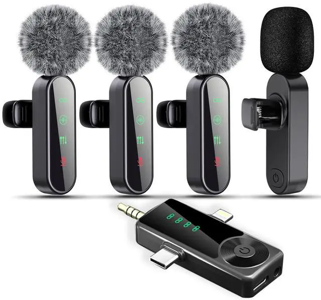 Alt view image 8 of 14 - 4 Packs Wireless Lavalier Microphone for iPhone/Android/Camera, Upgraded Mini Microphone with Noise Reduction, Mic for Video Recording, Podcasts, YouTube, TikTok, and Vlogging