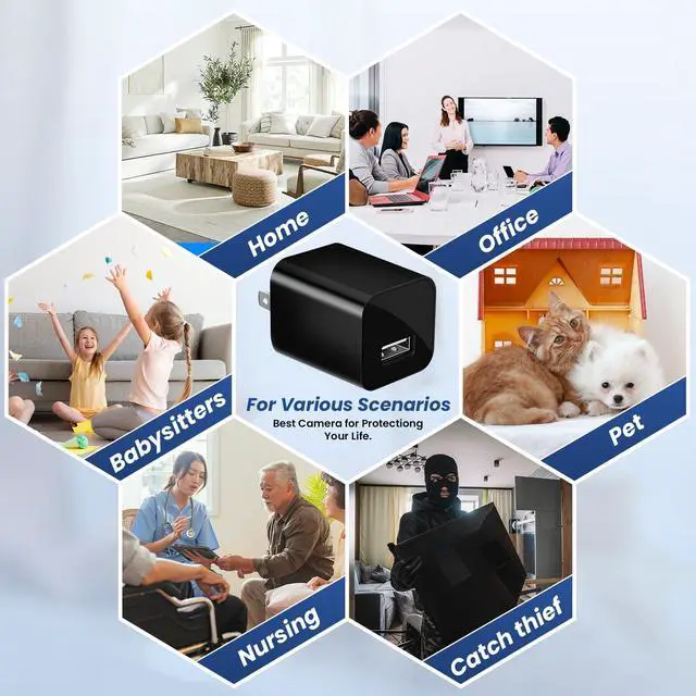 Alt view image 10 of 12 - Hidden Camera 1080P WiFi USB Charger Camera Spy Cam - Nanny Cam with Night Vision & Motion Detection, Wireless Small Indoor Security Camera for Home/Baby/Pet/Nanny with App Live Feed