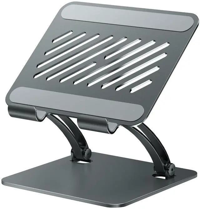 Alt view image 7 of 12 - Tablet Holder Stand, Dual Rod Adjustable Aluminum Desktop Stand, Compatible with 4.7-16.9" iPads, Surface Tablets, Portable Monitors, Kindle & More (Gray)