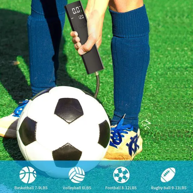 Alt view image 8 of 12 - Electric Ball Pump, Smart Air Pump Portable Fast Ball Inflation with Precise Pressure Gauge and Digital LCD Display for Football Basketball Volleyball Football (Black)