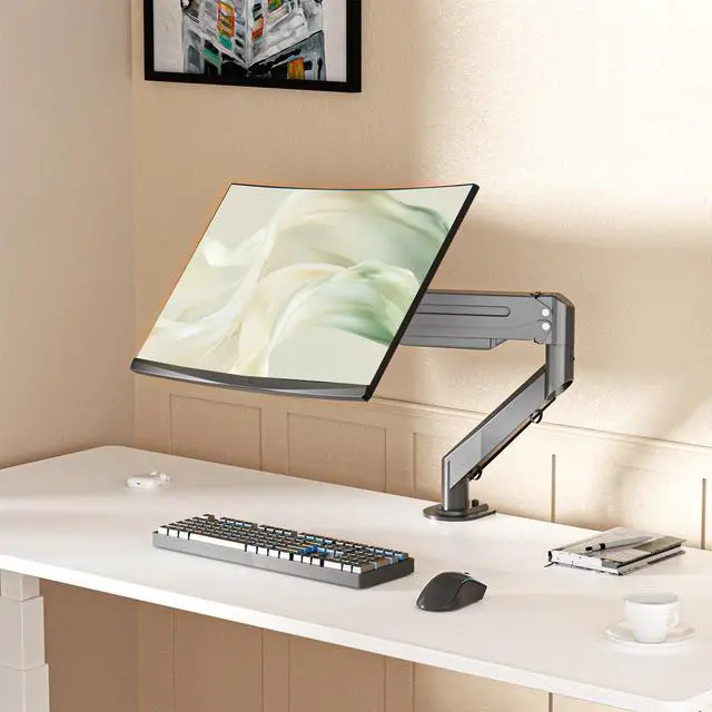 Alt view image 13 of 14 - Monitor Mount Gas Spring Monitor Arm Desk Mount Fully Adjustable Fits 17 20 22 23 24 26 27 32 35 inch Monitors Weight Capacity up to 24.25 lbs