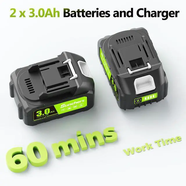 Alt view image 10 of 14 - Leaf Blower Cordless with 2 x 3.0Ah Battery and Charger, 780CFM 260MPH Electric Blower with 2 Speeds, 20V Handheld Leaf Cleaner for Lawn Care, Blowing Leaves, Dust, Snow, Gravel for Patio, Yard, Green