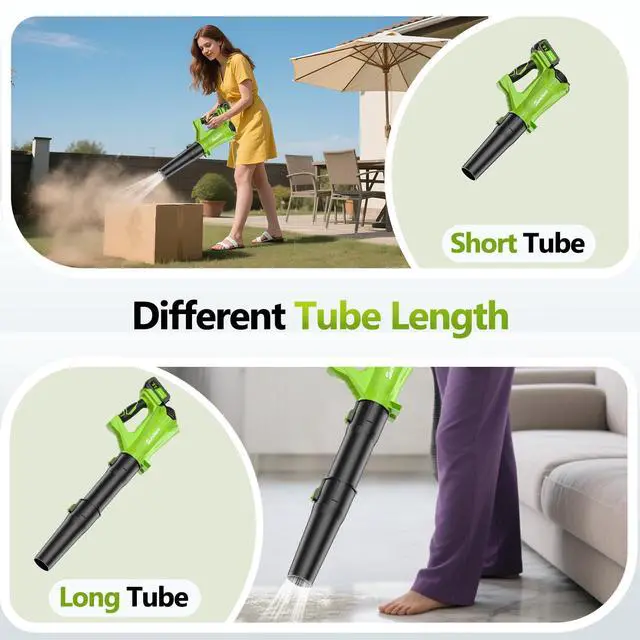 Alt view image 13 of 14 - Leaf Blower Cordless with 2 x 3.0Ah Battery and Charger, 780CFM 260MPH Electric Blower with 2 Speeds, 20V Handheld Leaf Cleaner for Lawn Care, Blowing Leaves, Dust, Snow, Gravel for Patio, Yard, Green