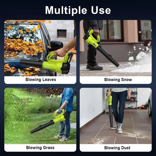 Alt view image 12 of 14 - Leaf Blower Cordless with 2 Batteries and Charger, Electric Battery Powered Cordless Leaf Blower, Portable Lightweight Handhold Blowers for Blowing Leaves, Patio Cleaning, Lawn Care and Dust