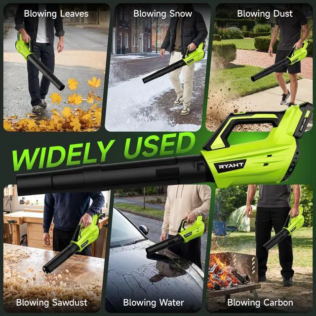Alt view image 14 of 14 - Leaf Blower Cordless, Leaf Blower with Battery and Charger - 2 Speed Modes, 2 Batteries, 20V Powerful Lightweight Electric Blowers for Blowing Leaves, Lawn Care, Patio Cleaning and Dust, Green