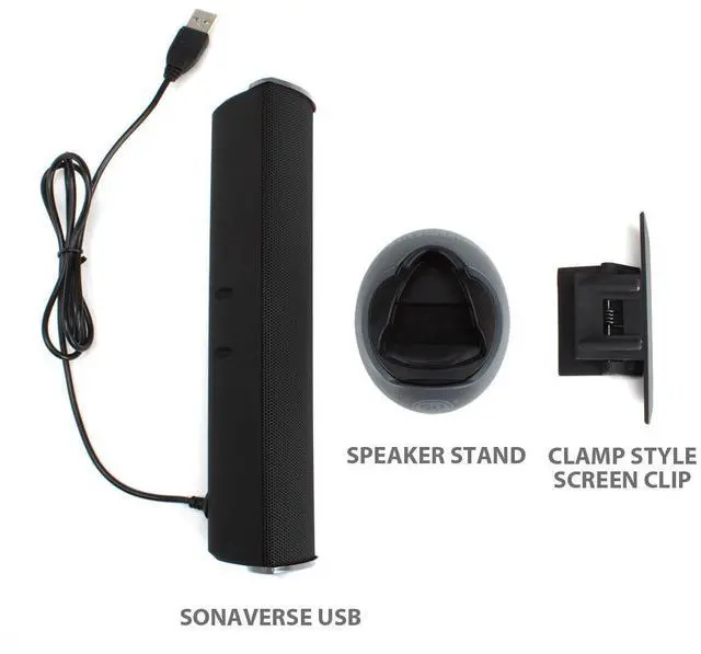 Alt view image 9 of 14 - SonaVERSE USB Speakers for Laptop Computer - USB Powered Mini Sound Bar with Clip-On Portable External Speaker Design for Monitor, One Cable for Digital Audio Input and Power (Black)