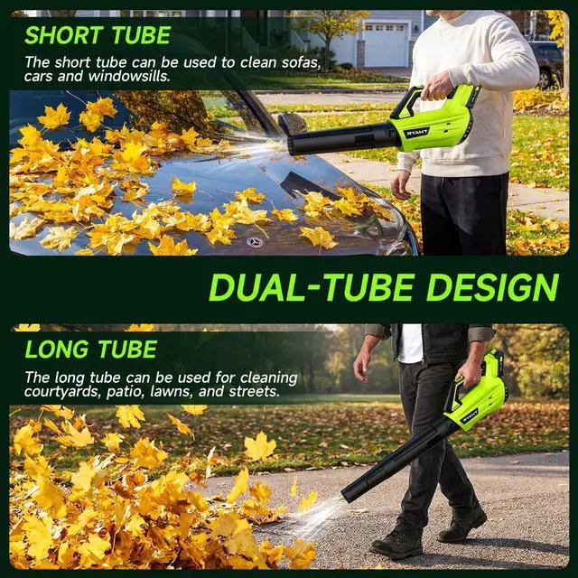 Alt view image 13 of 14 - Leaf Blower Cordless, Leaf Blower with Battery and Charger - 2 Speed Modes, 2 Batteries, 20V Powerful Lightweight Electric Blowers for Blowing Leaves, Lawn Care, Patio Cleaning and Dust, Green