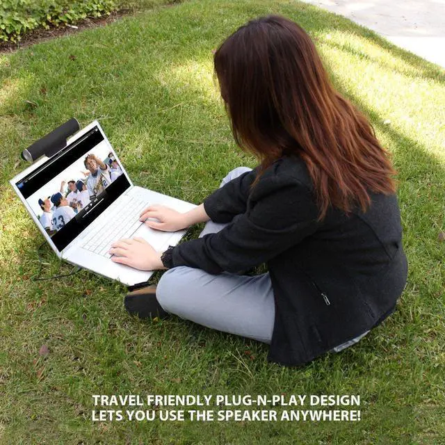 Alt view image 11 of 14 - SonaVERSE USB Speakers for Laptop Computer - USB Powered Mini Sound Bar with Clip-On Portable External Speaker Design for Monitor, One Cable for Digital Audio Input and Power (Black)