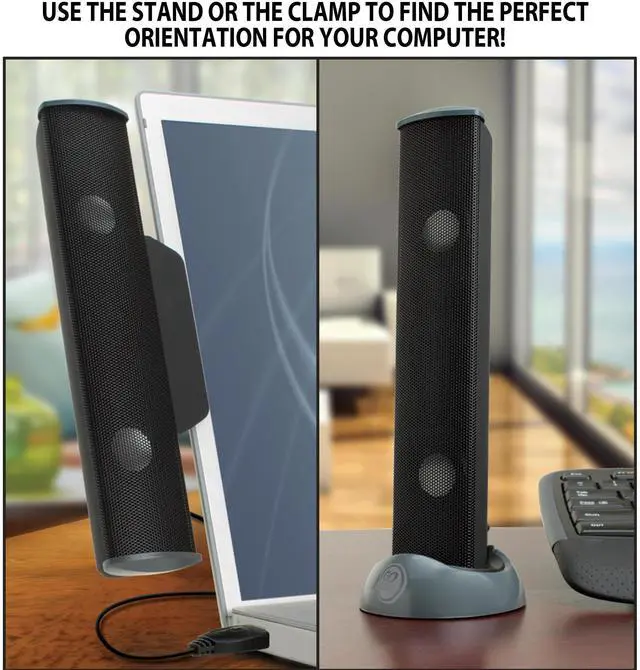 Alt view image 10 of 14 - SonaVERSE USB Speakers for Laptop Computer - USB Powered Mini Sound Bar with Clip-On Portable External Speaker Design for Monitor, One Cable for Digital Audio Input and Power (Black)