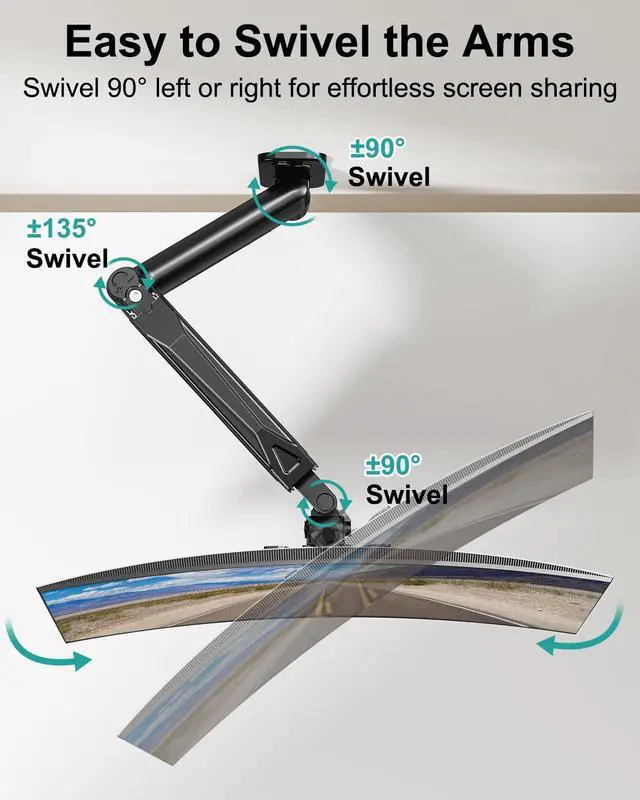 Alt view image 11 of 14 - Single Monitor Wall Mount for 13 to 32 Inch Computer Screens, Height Adjustable Wall Mount Monitor Arm Holds Up to 19.8lbs, Full Motion Wall Bracket, VESA Mount 75x75, 100x100, Black