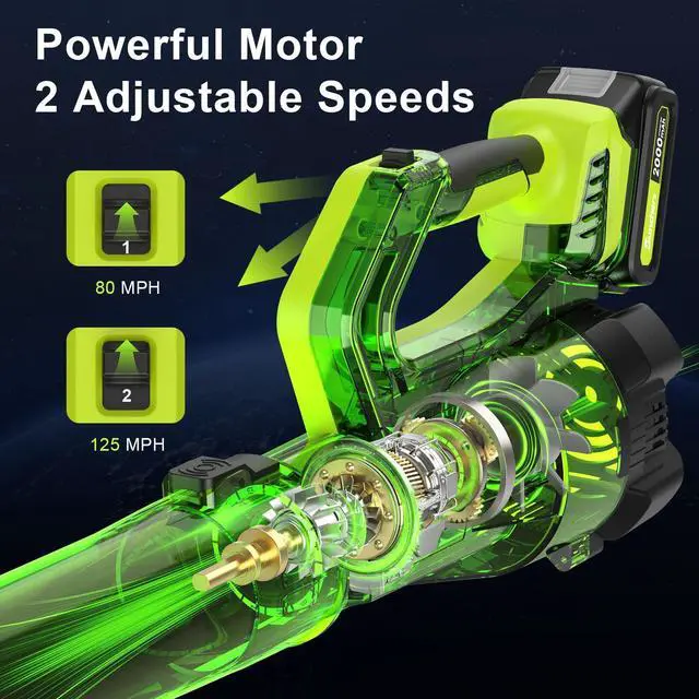 Alt view image 10 of 14 - Leaf Blower Cordless with 2 Batteries and Charger, Electric Battery Powered Cordless Leaf Blower, Portable Lightweight Handhold Blowers for Blowing Leaves, Patio Cleaning, Lawn Care and Dust