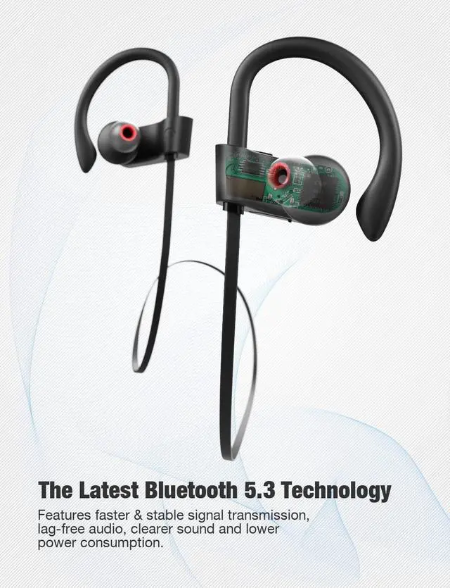 Alt view image 14 of 14 - Bluetooth Earbuds Wireless Headphones Bluetooth Headphones, Sports Earbuds, IPX7 Waterproof Stereo Earphones for Gym Running 15 Hours Playtime Sound Isolation Headsets,Black