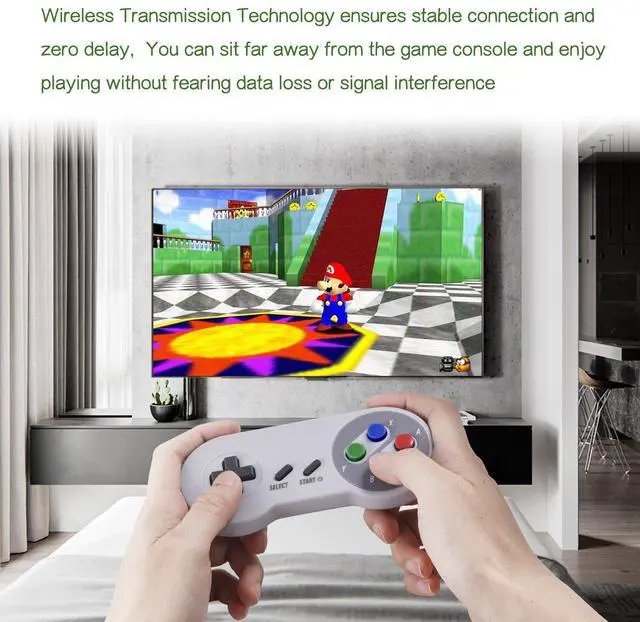 Alt view image 10 of 14 - 2 Pack 2.4 GHz Wireless USB Controller Compatible with SNES Games, SNES Retro USB PC Super Classic Controller for Windows PC MAC Linux Genesis Raspberry Pi Retropie (Multicolored Keys)