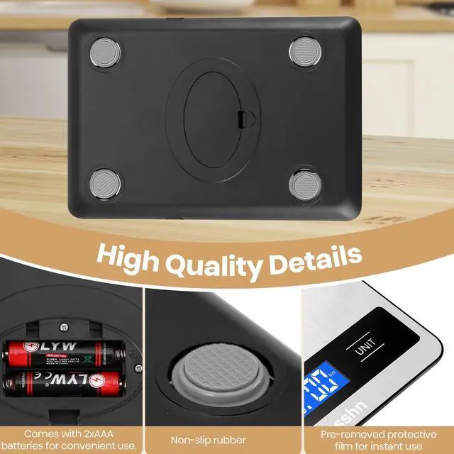 Alt view image 6 of 7 - Food Scale, 11lb Kitchen Scale with 0.05oz/1g Precision, 6 Units Tare Function & LCD Display, Stainless Steel Digital Scale for Baking, Cooking, Meal Prep - Kitchen Gadgets & Gifts, Home Essentials