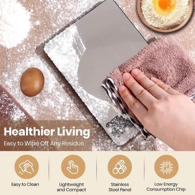 Alt view image 5 of 7 - Food Scale, 11lb Kitchen Scale with 0.05oz/1g Precision, 6 Units Tare Function & LCD Display, Stainless Steel Digital Scale for Baking, Cooking, Meal Prep - Kitchen Gadgets & Gifts, Home Essentials