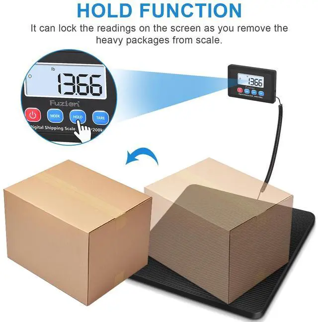 Alt view image 10 of 14 - Shipping Scale, 440LB x 10g High Accuracy Postal Scale, Hold/Tare Function, Digital Shipping Postal Scale for Packages, Postage, Luggage, Mailing, Battery & AC Adapter Included