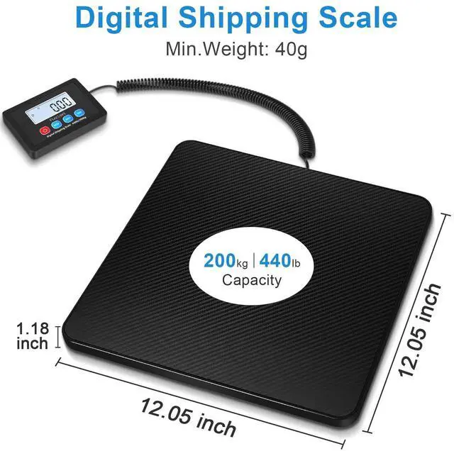 Alt view image 9 of 14 - Shipping Scale, 440LB x 10g High Accuracy Postal Scale, Hold/Tare Function, Digital Shipping Postal Scale for Packages, Postage, Luggage, Mailing, Battery & AC Adapter Included