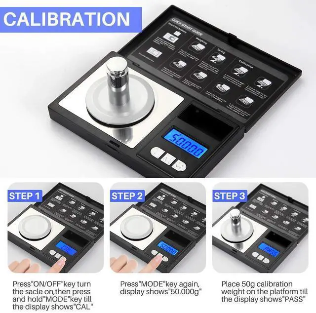 Alt view image 6 of 7 - Milligram Scale, 50g/0.001g Digital Jewelry Scale, Micro Gram Scale for Powder, Medicine, Gold, Gem, Reloading, Mg Scale 6 Units, Tare, Cal Weight Included