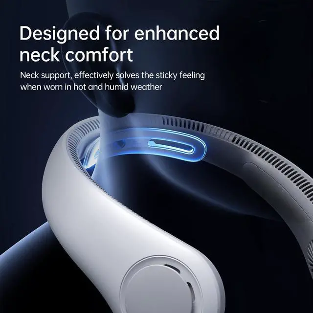 Alt view image 9 of 14 - Portable Neck Fan Upgraded, Neckbrace Personal Hands Free, 5 Speed Gears Adjustment, 5000 mAh Wearable Bladeless Quiet Rechargeable for Outdoor Indoor, Gifts for Women Men- Foggy Grey
