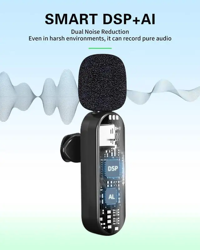 Alt view image 10 of 14 - Wireless Lavalier Microphones Compatible for iPhone, Android Phone, Camera, Computer, Professional Wireless Mini Microphone for Video Recording, Vlog, YouTube, TikTok (4 Mics)