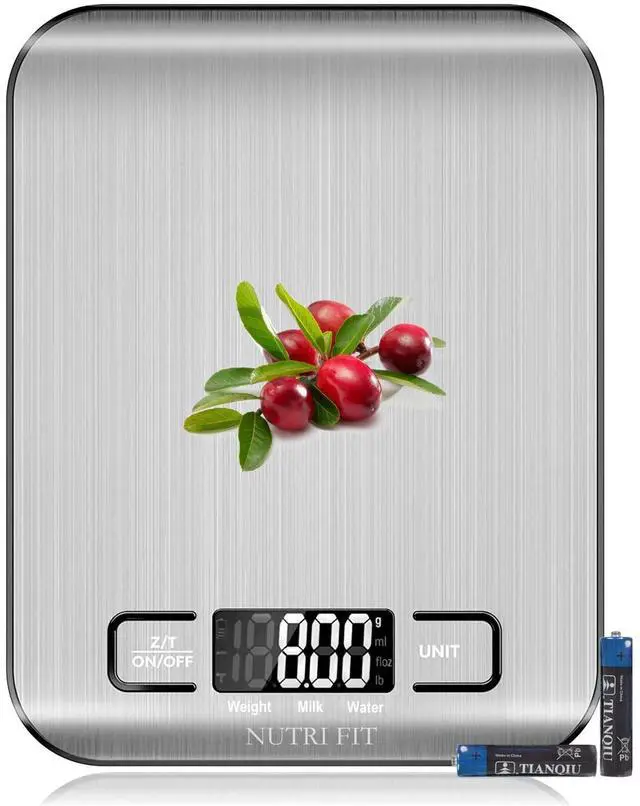 Main image of Food Scale, Kitchen Scales Digital Weight Food Grams and Ounces for Weight Loss Baking Cooking of, Max 11lb 1g Increment, Backlight LCD Smart Tare Stainless Steel, Easy to Use, AAA Battery
