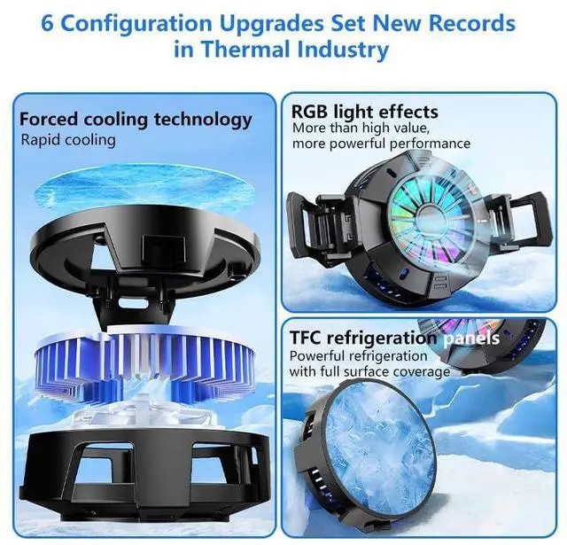 Alt view image 14 of 14 - 2-in-1 Magnetic & Clip-On Phone Cooler Semiconductor-Powered Gaming Cell Phone Cooling Fan Radiator for iPhone/Android/iPad/Tablet Ideal for Gaming, Video Calls, Live Broadcasting, and Vlog