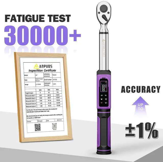 Alt view image 9 of 14 - Digital Torque Wrench 3/8 Drive, 1.5-99.56 Ft-lb/2.03-135 Nm, ±1% Precision Torque Wrench Digital Set with Vibration, Buzzer and LED Flash Notification for Bike, Motorcycle & Automotive Repair