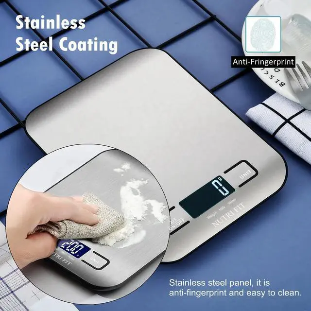 Alt view image 4 of 7 - Food Scale, Kitchen Scales Digital Weight Food Grams and Ounces for Weight Loss Baking Cooking of, Max 11lb 1g Increment, Backlight LCD Smart Tare Stainless Steel, Easy to Use, AAA Battery