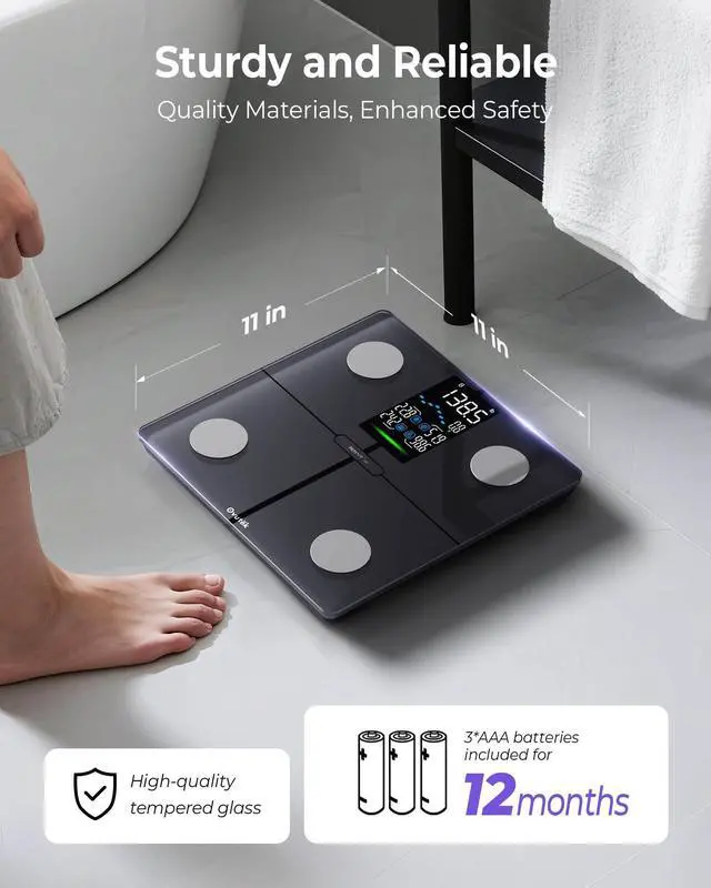 Alt view image 13 of 14 - Smart Scale for Body Weight, Professional Bathroom Digital Scale with BMI, Body Fat, Muscle Mass, Most Accurate to 0.05lb, Large Display High Accurate Body Composition Machine with Fitness App