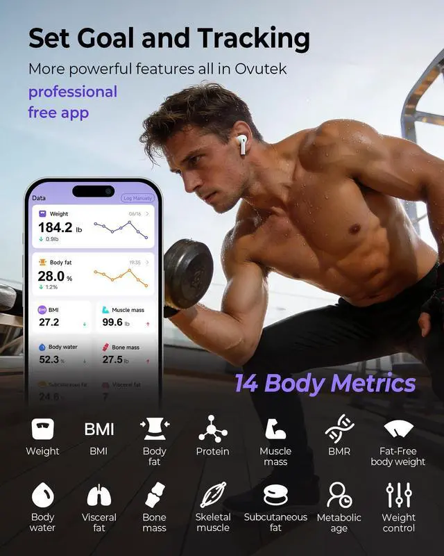 Alt view image 12 of 14 - Smart Scale for Body Weight, Professional Bathroom Digital Scale with BMI, Body Fat, Muscle Mass, Most Accurate to 0.05lb, Large Display High Accurate Body Composition Machine with Fitness App