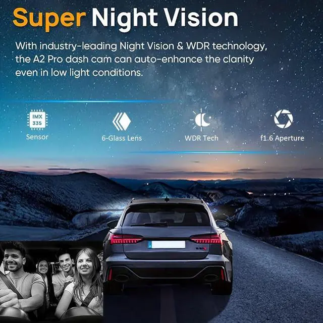 Alt view image 12 of 14 - Dash Cam Front and Inside,Dashcams for Cars with 64G Card Traffic Recorder IR Night Vision Loop Recording G-Sensor 24Hr Parking Traffic Recorder(Front/Inside+64G)