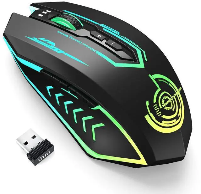 Alt view image 8 of 14 - Wireless Gaming Mouse Up to 12000 DPI, Rechargeable USB-C Wireless Mouse with 7 Buttons 7 Dynamic LED Color Ergonomic Programmable MMO RPG for PC Laptop, Compatible with Windows Mac