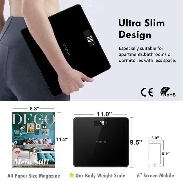 Alt view image 2 of 7 - Digital Bathroom Scale for Body Weight, Bath Scale for Accurate Weight Watching with Large LCD Display, Most Accurate for The Elderly Safe Home Use, 330 lbs