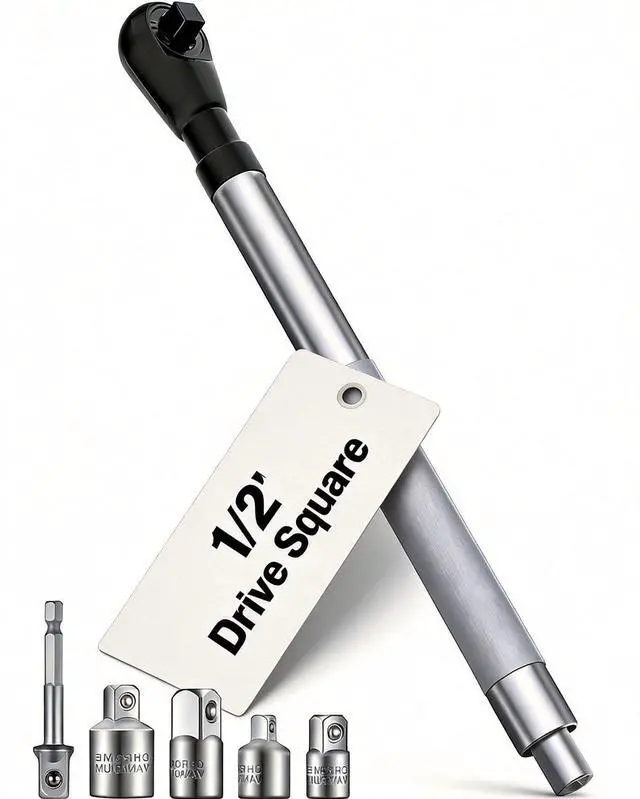 Alt view image 7 of 12 - 1/2" Offset Extension Wrench, Impact Ratchet Extender for Electric Drill, with 3/8", 1/4" Adapters for Tight Spaces