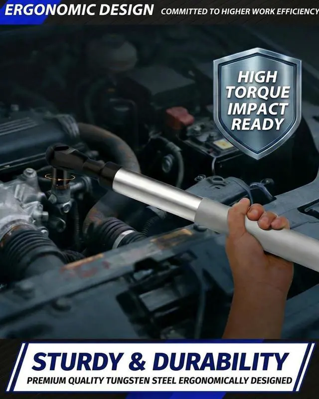 Alt view image 11 of 12 - 1/2" Offset Extension Wrench, Impact Ratchet Extender for Electric Drill, with 3/8", 1/4" Adapters for Tight Spaces