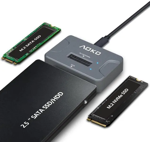 Alt view image 8 of 14 - NVMe to USB 3.2(10Gbps) SSD Reader Docking Station Portable M.2 SSD to USB Adapter External NVMe SSD Enclosure for M.2 PCIe NVMe and M.2 SATA SSD, Compatible with 2.5'' SATA Dirve