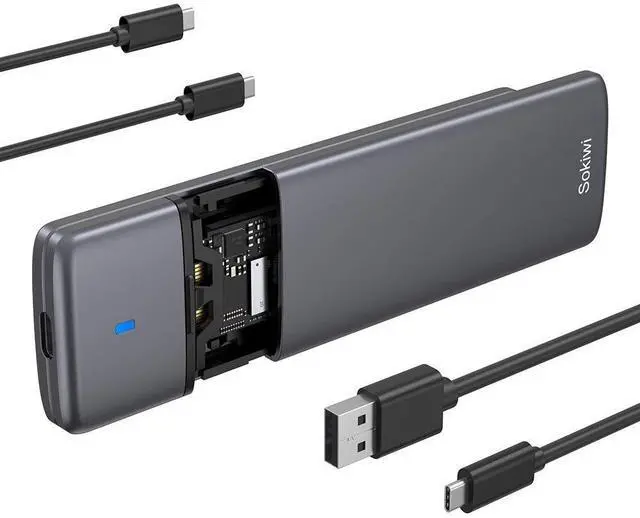 Alt view image 8 of 14 - M.2 NVMe SATA SSD Enclosure Adapter Tool-Free,USB 3.2 Gen2 10Gbps External to USB PCI-E 6Gbps SATA M-Key / B+M Key, NVMe Reader Support UASP Trim for SSDs 2230/2242/2260/2280
