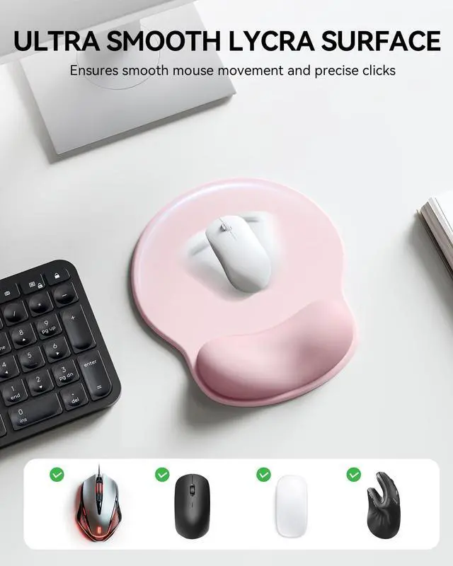 Alt view image 13 of 14 - Mouse Pad with Wrist Rest, Ergonomic Mouse Pads for Desk, Office Non-Slip Mousepad with Gel Wrist Support(Light Pink, 10.6''L x 9''W)