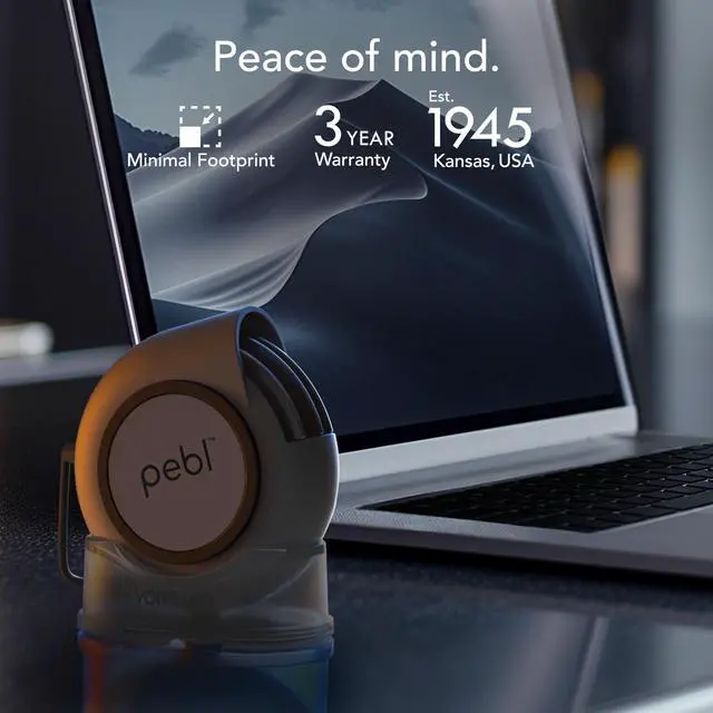 Alt view image 12 of 12 - PEBL Portable USB Desk Fan with Magnetic Base, 2 Speed Settings, Adjustable Airflow, Personal Cooling Device, Mini Travel Fan for Home, Office and Travel