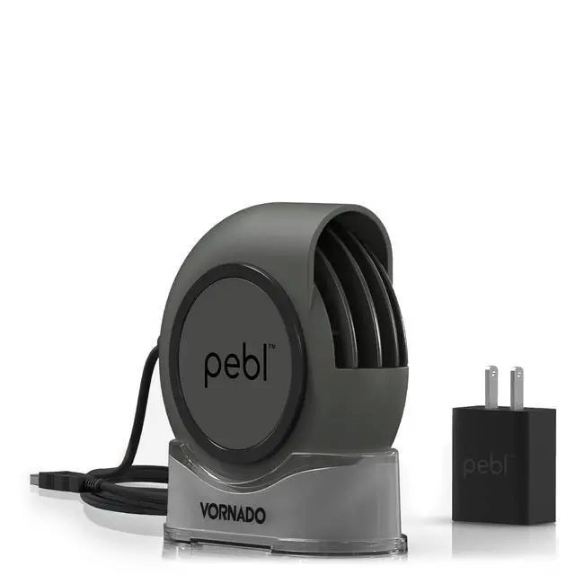 Alt view image 7 of 12 - PEBL Portable USB Desk Fan with Magnetic Base, 2 Speed Settings, Adjustable Airflow, Personal Cooling Device, Mini Travel Fan for Home, Office and Travel