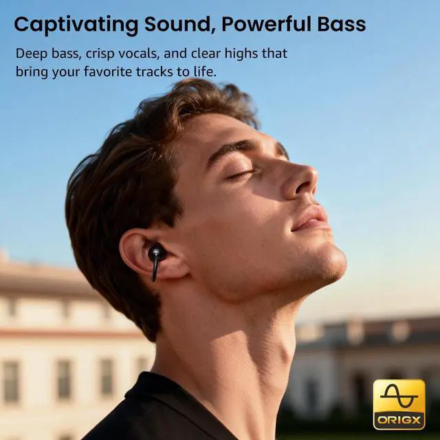Alt view image 12 of 14 - OpenEarRing True Open Ear Earbuds, Lightweight Comfort Open Ear Clip Wireless Earbuds, 40H Play Bluetooth 5.4 Headphones with Smart Digital Display Design Fit Sports Running, Workout Black
