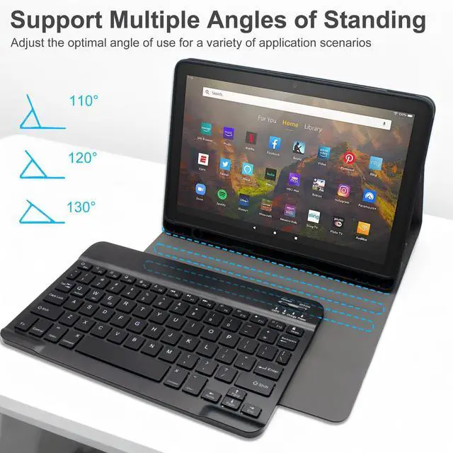 Alt view image 10 of 12 - Keyboard Case for Amazon Kindle Fire HD 10&10 Plus (2021&2023) 10.1 inch, Detachable Bluetooth Keyboard with Mouse